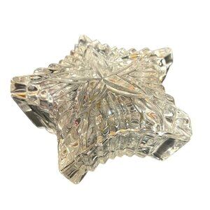Zajecar Vintage 80s Star Shaped Crystal Cut Glass Lidded Candy Dish Trinket Box